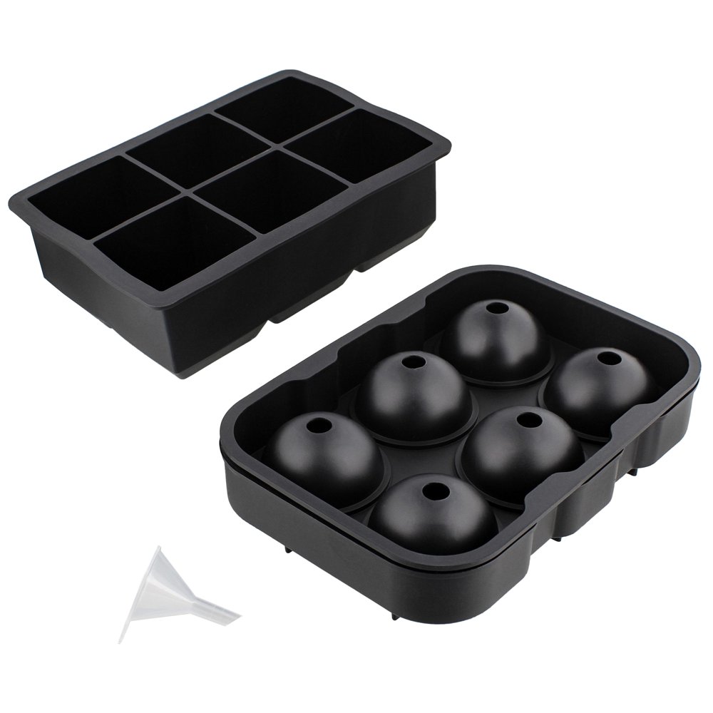 7Penn Silicone Ice Cube Mold 6 Cubes 6 Spheres 2pk Black Rubber Ice