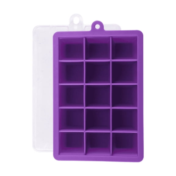 AUQ Large Ice Cube Molds,15-Cube Silicone Ice Tray,Great for Freezer and Easy Ice Release