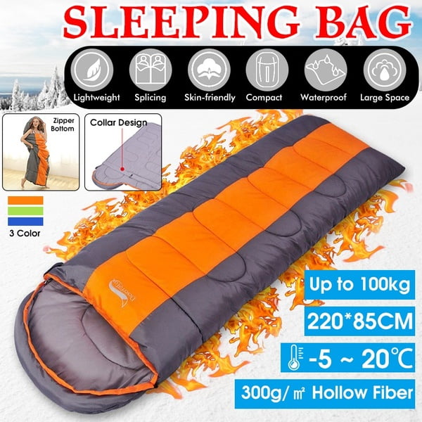 2 in 1 Sleeping Bag 210T Waterproof Lightweight Outdoor Camping Hiking