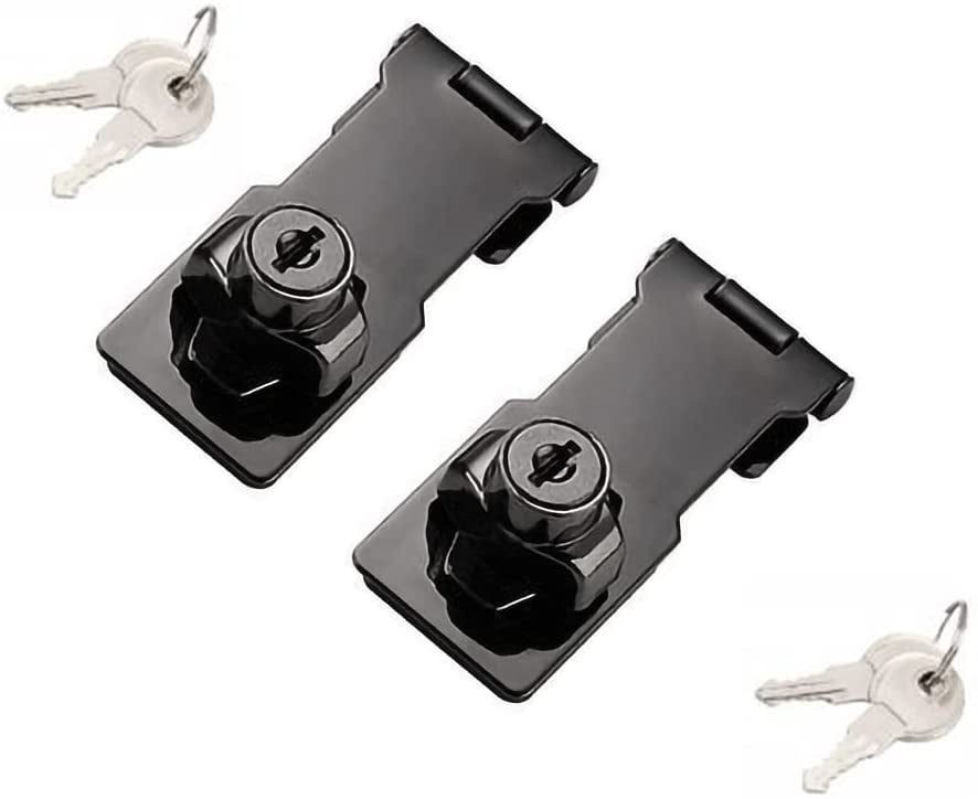 2 Packs Keyed Hasp Locks Twist Knob Keyed Locking Hasp for Small Doors