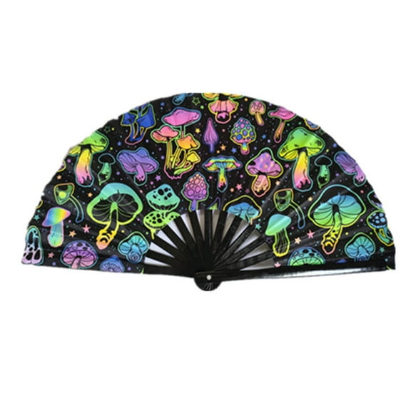 Huanledash Folding Fan Colorful Holographic Rave Fan Bamboo Ribs Hand Fan Decorative Gifts for Festival Dancing Party