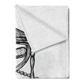 thumbnail image 2 of Tattoo Soft Flannel Fleece Throw Blanket, Pencil Drawing Romantic Theme Hourglass of Eternal Love with Roses Print, Cozy Plush for Indoor and Outdoor Use, 50" x 70", Black and White, by Ambesonne, 2 of 5