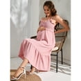 thumbnail image 3 of Women's Maternity Dress Summer Sleeveless Smocked Casual Spaghetti Strap Flowy Maxi Dress, 3 of 5