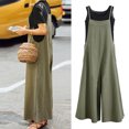 thumbnail image 6 of Joernso Summer Romper Solid Color Baggy Casual Simple Backless Oversized Square Neck Adjustable Shoulder Strap Wide Leg Summer Jumpsuit Female Clothes, 6 of 8