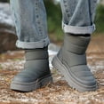 thumbnail image 6 of Quealent Toddler Boots Girls Boys Warm Winter Boots Cozy Plush Lining Winter Shoes Indoor Outdoor Faux Furry Booties Gray for Size 3, 6 of 9