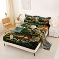 thumbnail image 2 of Metsweet Tyrannosaurus Rex Initial C Queen Sheets 4 Pieces, Volcano Dinosaur Queen Sheet Sets, Green Gray Orange,1 Fitted Sheet, 1 Flat Sheet and 2 Pillowcases, 2 of 5