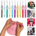thumbnail image 4 of 10Pcs Crochet Set, Plastic Non-Slip Color Handle DIY Fine Lace Hand Woven Sweater Tools Crochet Hooks Set Crochet Hooks Kit Ergonomic Yarn Knitting, 4 of 8