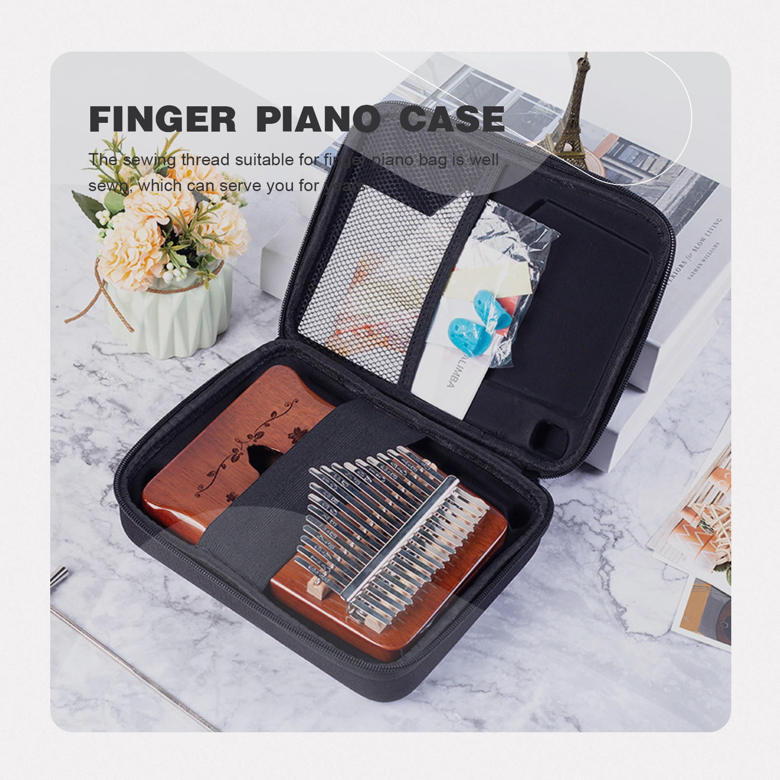 UPOUART 1Set Kalimba Pouch for Thumb Piano with Dustproof and Scratch-resistant Features in Black EVA