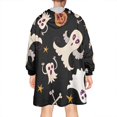 thumbnail image 2 of Wearable Oversized Blanket,Retro Halloween Ghost Pattern Wearable Blanket Hoodie for Adults,Cozy Hooded Blankets with Super Pockets,Super Warm Fuzzy Pullover for Women & Men, 2 of 6