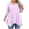 thumbnail image 7 of Xdegoge Plus Size Tunic Tops for Women 3/4 Sleeve Pleated Shirts Crewneck Dressy Casual Blouses Polka Dot Stretch Soft Comft Loose Fit Tshirt Fall Fashion Clothes Streetwear, 7 of 7