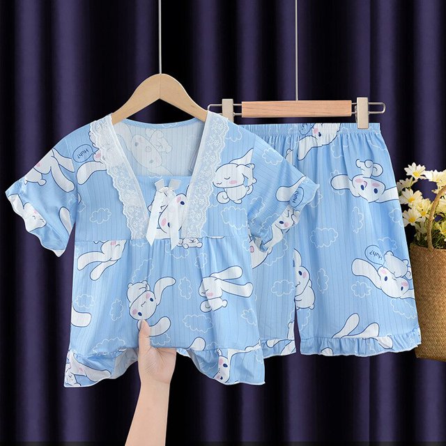 Pikachu-Conjuntos de pijamas de dibujos animados para niñas, ropa de dormir de manga corta Kawaii, pantalones cortos, Jersey, ropa de casa, Verano qym unisex