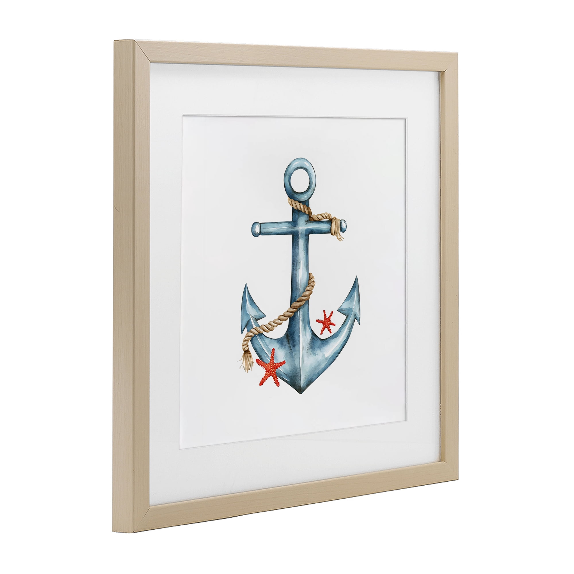 Stupell Industries Cute Sailor Anchor with Starfish Birch Framed Print Under Glass, design by LSR Design Studio