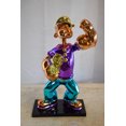 thumbnail image 2 of Nifao Chrome Popeye Cartoon in Purple Shirt on Black Base Resin Statue – Home Decor Sculpture, 9"L x 8"W x 16"H, 2 of 11