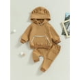 thumbnail image 2 of Faithtur Infant Baby Fall Clothes Contrast Color Rabbit Ear Long Sleeve Hoodies Elastic Waist Pants Set Winter Outfit, 2 of 9