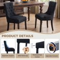 thumbnail image 3 of Modern Tufted Linen Dining Chairs with Solid Wood Legs, Set of 2, Black, 3 of 10