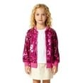 thumbnail image 2 of AWZXDE Shine Girls Baseball Jacket Soft Loose Fit Outerwear For Fall Casual Wear And School Hot Pink, 2 of 3