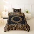 thumbnail image 2 of Catabedysis Fashion Alphabet Theme Twin Duvet Cover,Classic Animal Print Letter Q Design Twin Bedding For Girls,Black Reversible,2pcs,1 Duvet Cover and 1 Pillowcase, 2 of 6
