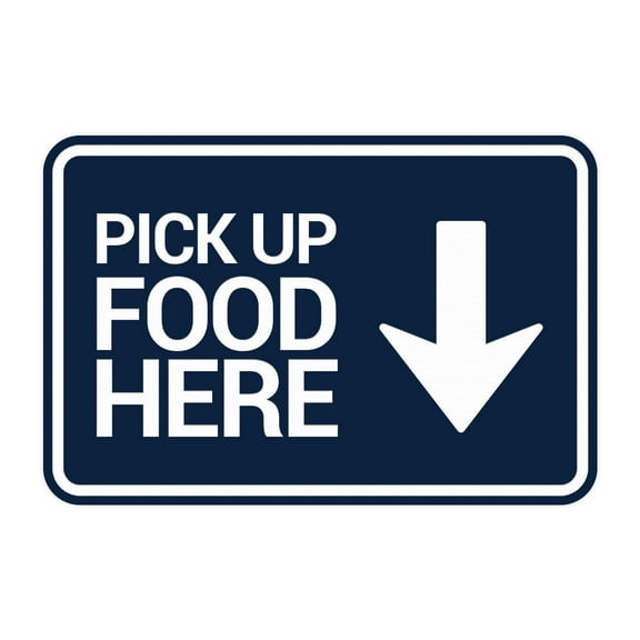 Signs ByLITA Classic Framed, Pick Up Food Here Sign (Navy Blue / White) - Large