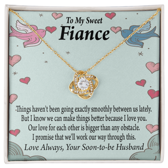 To My Fiancee Love Bigger Than Any Obstacle Infinity Knot Necklace Message Card