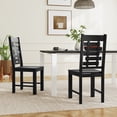thumbnail image 2 of Giantex Wood Dining Chair Set of 2, 100% Solid Rubber Wood Kitchen Chairs, Black, 2 of 9