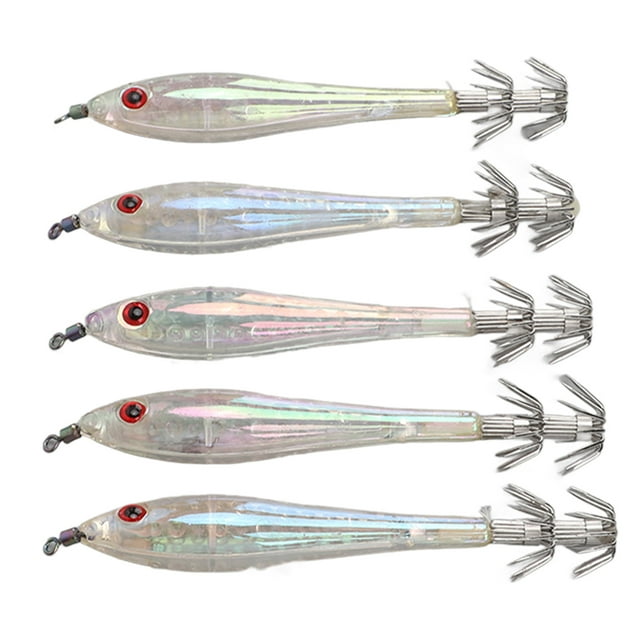 Simulation Calmar Crochet, 5pcs Dur Pêche Leurre Dur Appât Calmar Crochet Artificiel Calmar Conception Révolutionnaire