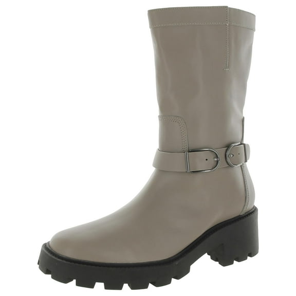 Franco Sarto Womens Elle Leather Block Heel Motorcycle Boots