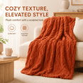 thumbnail image 3 of SUNNY HEAT Sherpa Blanket Twin Size 60"x80", Summer Lightweight All-Season Ultra Soft Bed Blanket for Couch, Bed, Sofa, Travel Use, Orange, 3 of 9