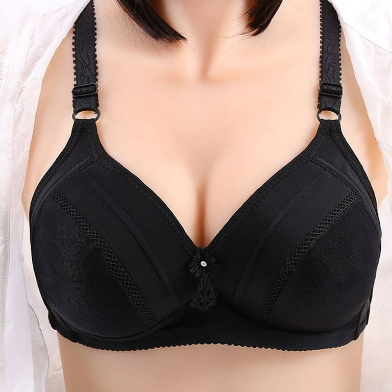 Hesxuno Women's Lace Sexy Comfortable Breathable Anti-exhaust Printing Non- Wired Bra 
