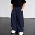 thumbnail image 2 of SJLDQY Boys Baggy Pants Elastic Waist Straight leg Sweatpants for Boys Fall Winter Casual Trousers with Pockets, 2 of 6