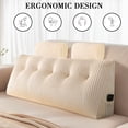 thumbnail image 6 of Eurhowing Queen Wedge Pillow for Bed, Triangular Headboard Pillow with 2 Roll Pillows, Reading Pillows Backrest Wedge Pillow (Beige, 60”x20”x8”), 6 of 11