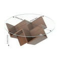 thumbnail image 3 of [Luckynote]The Round Coffee Table with Glass Top and Geometric Abstract Art Deco Base Storage Shelves, Walnut, 35.4, 3 of 8