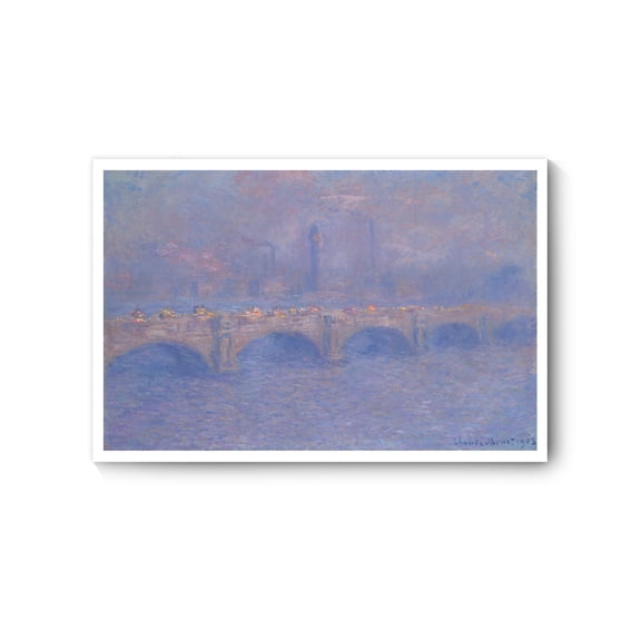 Claude Monet Canvas Prints Wall Art Famous Oil Painting Reproduction, Waterloo Bridge, Sunlight Effect, 16" X 24"