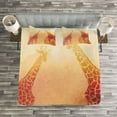 thumbnail image 3 of Ambesonne Orange Quilted Bedspread Set 3 Pcs, Tropic Giraffes, Queen Size, Orange, 3 of 3