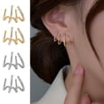 thumbnail image 2 of Grandest Birch 1 Pair Stud Earrings Four Claws Row Rhinestone Jewelry Appearance Korean Style Stud Ear Cuffs for Daily Wear Alloy, 2 of 8
