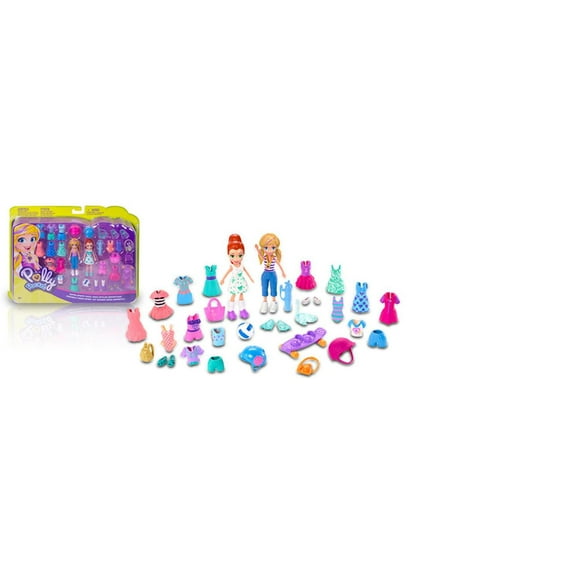 Pack Fans de Sport Polly Pocket avec les Figurines Polly et Lila et plus de 35 Habillages et Accessoires de Sport