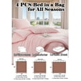 thumbnail image 6 of MorroMorn Pink Comforter Set Queen, 4 PCS Pink Bed Set with Cloud-Like Comforters, Ultra Soft Boho Bedding Sets Solid Color Lightweight Wrinkle-Free Noiseless (Pink, Queen), 6 of 6