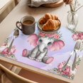 thumbnail image 3 of Cute Elephant Placemats Set of 6 Spring Floral Botanical Animal Watercolor Place Mats Indoor Wipeable Table Mats Washable Cloth Dining Table Placemats for Kitchen Holiday Party Home Decor 13x19 Inch, 3 of 9