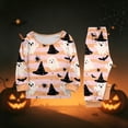 thumbnail image 6 of Halloween Pajamas, Halloween Matching Family Pajamas Pink Witch Hat Ghost Spider Ghost Print Long Sleeve 2 Piece Pj Set Cozy Sleepwear Nightwear Loungewear Winter Holiday Festive Season Photo Outfit, 6 of 7