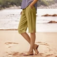 thumbnail image 2 of Lixiuxyad Bermuda Shorts For Women Linen Shorts Knee Length Elastic Waist Casual Summer Beach Comfy Pull On Shorts With Pockets Sizes S-5XL,Yellow, 2 of 6