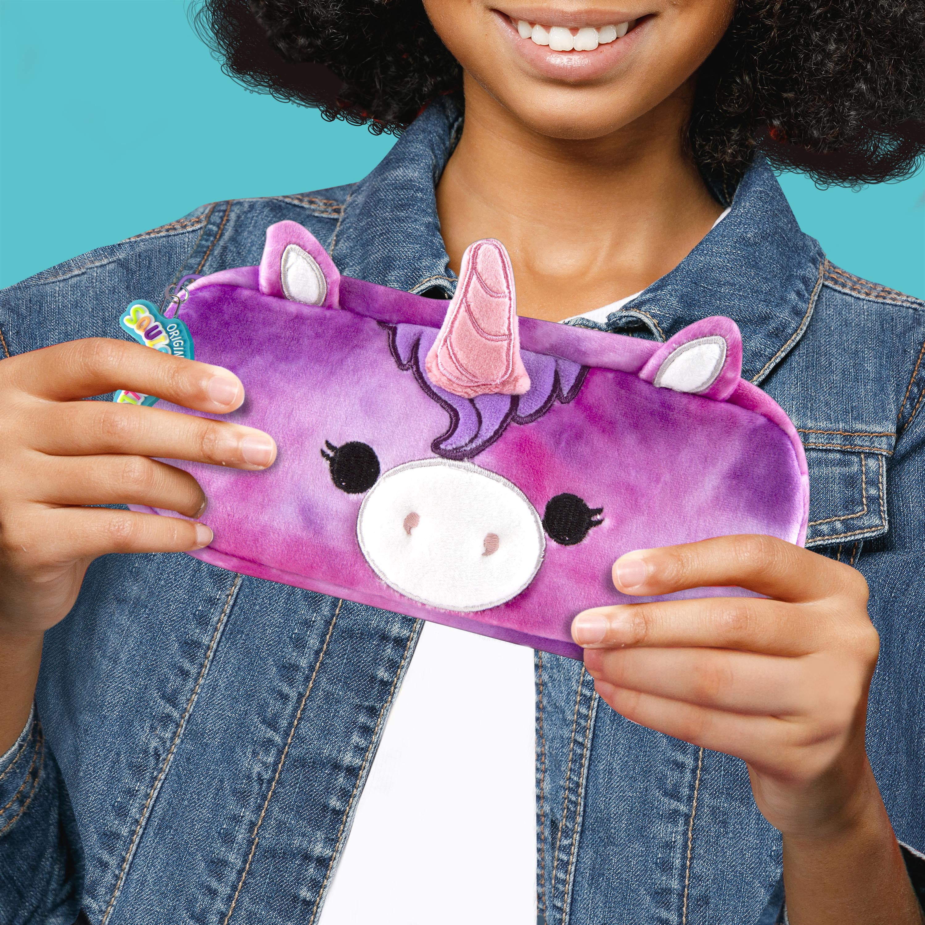 Squishmallows Lola the Unicorn Pencil Pouch, Pink and Purple, 8.5
