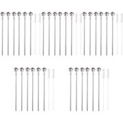 40 pcs Cherry Kitchen Spoons Cafe Chocolate Household Brush in Practical Drink, Long Cocktail Drink with Steel Mixing Beverage Handle Tea Scoops Sugar for Bar Stirrers Blossoms