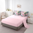 thumbnail image 3 of jejeloiu Soft Flamingo Flowers 7-Piece Twin Bedding Sets Kids,Tropical Botanical Leaves Bedding Comforter Set For Girls,Reversible, 3 of 7