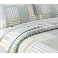 thumbnail image 1 of Comforter Set Queen Size  3-Piece Coverlet Set for Night Sleep  Bedding Quilt with Green Yellow Blue Plaid Striped Real Patchwork, 1 of 4