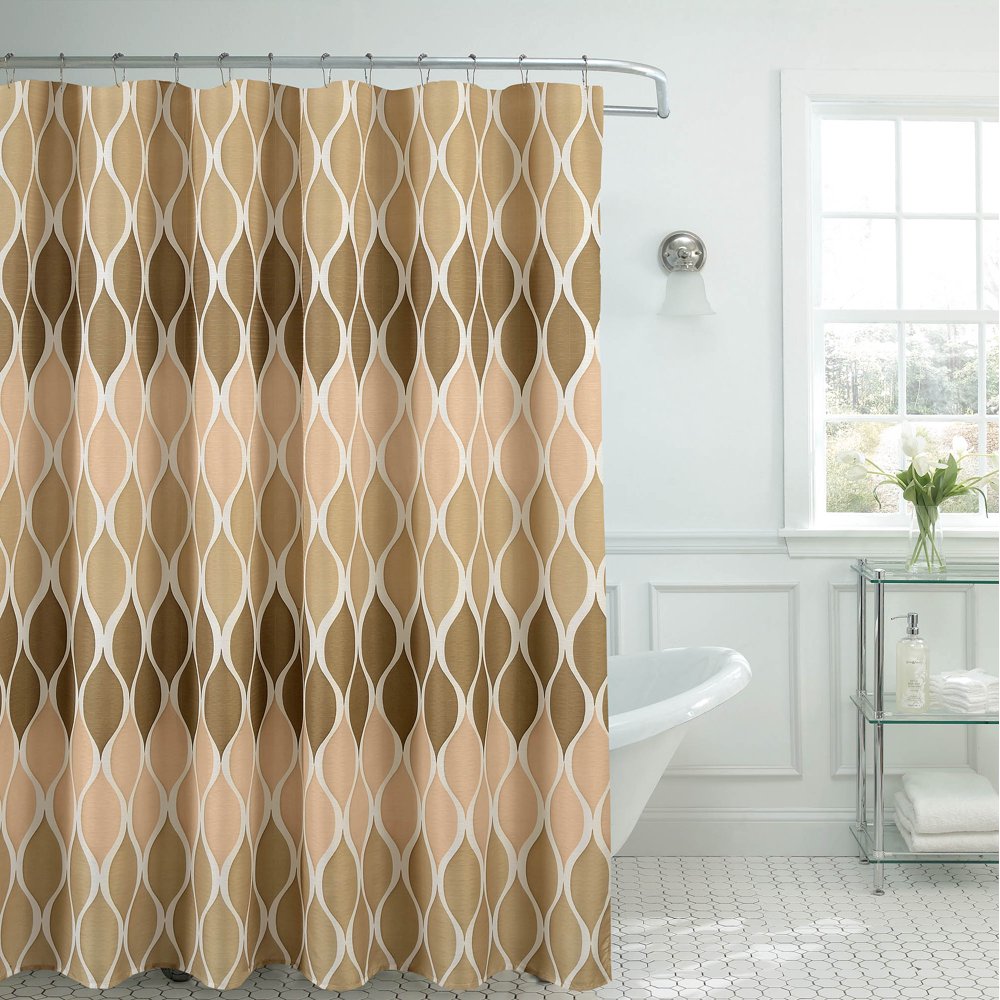 Clarisse Faux Linen Textured Shower Curtain with 12 Metal Rings