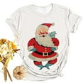 thumbnail image 2 of Lolmot Women Christmas Shirt Cartoon Snowman Santa Christmas Tree Graphic Tee Plus Size Casual O-Neck Short Sleeve Tunic T-Shirts, 2 of 5