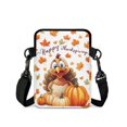 thumbnail image 2 of FUIALDOLG Cross Body Bags Thanksgiving Turkey Pumpkin, 2 Zippers Crossbody Wallet for Travel, Elastic Polyester with Compartments Coin Wallet Purse, 2 of 7