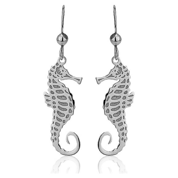 Vanbelle Sterling Silver Jewelry Sea-Theme Sea Horse Earring with Rhodium Plating for Women