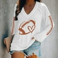 thumbnail image 2 of Holzkary Game Day Shirts Women Football Graphic Shirts Gameday Football Season Shirt Team Fan Long Sleeve Tops Women's Football Lover Casual V Neck Long Sleeve T Shirt White 3Xl, 2 of 4