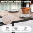 thumbnail image 5 of Nuu Garden 7-Piece All-Weather Outdoor Dining Set, 61” x 37” Large Rectangle Metal Dining Table with Wood-Grain Tabletop & 6 Ergonomic Textilene Chairs, with Umbrella Hole, Black and Brown, 5 of 10