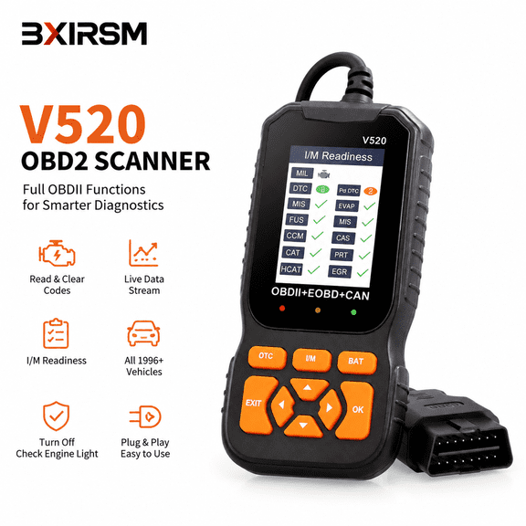 V520 OBD2 Scanner, Car Diagnostic Tool for Check Engine Light, Code Reader with I/M Readiness & Live Data for All 1996 Vehicles
